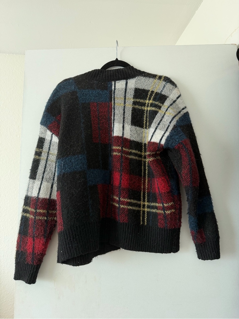 Anthropologie | RD Style Plaid Button-Front Cardigan Sweater - Black Multi - Picture 5 of 6